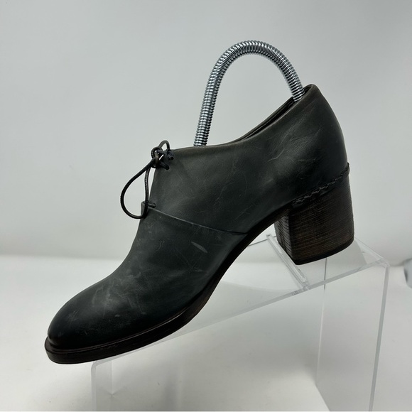 Del Carlo Dark Gray Heeled Oxford Style Round Toe Loafer Size 38.5 (US Size 8.5) - Picture 3 of 12